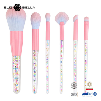 6pcs Makeup Brush Set Candy Makeup Brushes Colorful Transparent Brush Handle Granular Plastic