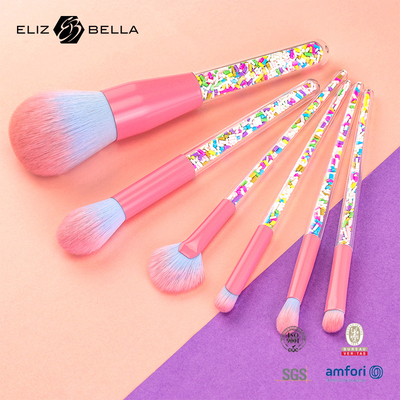6pcs Makeup Brush Set Candy Makeup Brushes Colorful Transparent Brush Handle Granular Plastic