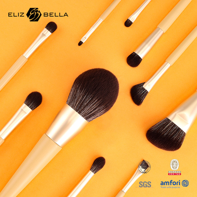 11 Pieces Wooden Handle Beauty Makeup Brush Set Aluminium Ferrule Cosmetic Brushes,Synthetic Hair Brush Set