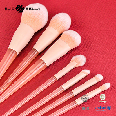 10pcs Pink Plastic Handle Travel Makeup Brush Set With Synthetic Hair, Beauty Need Makeup Tools Powder,Blush,Eyeshadow