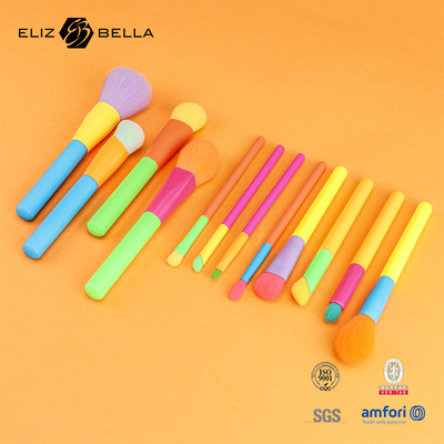 12pcs Plastic Handle Makeup Brush Set For Foundation Powder Blush Eyeshadow Brushes Nylon Hair Cosmetic Brush