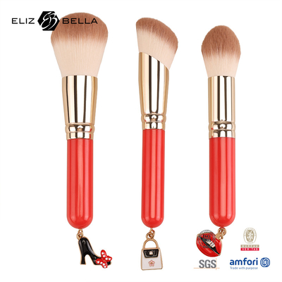 3pcs Wooden Handle Essential Cosmetic Brush Set Synthetic Hair Makeup Tools OEM ODM