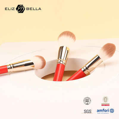 3pcs Wooden Handle Essential Cosmetic Brush Set Synthetic Hair Makeup Tools OEM ODM