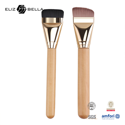 Customizable Synthetic Hair Makeup Brushes With Wooden Handle And Shiny Gold Ferrule