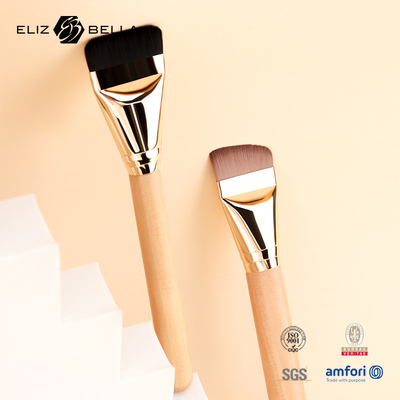 Customizable Synthetic Hair Makeup Brushes With Wooden Handle And Shiny Gold Ferrule