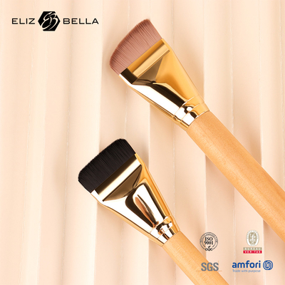 Customizable Synthetic Hair Makeup Brushes With Wooden Handle And Shiny Gold Ferrule