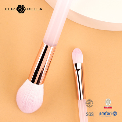 5pcs Pink Plastic Handle Makeup Brush , Synthetic Hair Cosmetic Brush Set,Powder,Eye Blendiang ,Eye Shadow Brush