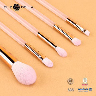 5pcs Pink Plastic Handle Makeup Brush , Synthetic Hair Cosmetic Brush Set,Powder,Eye Blendiang ,Eye Shadow Brush