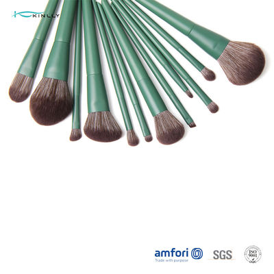 12pcs Green Wood Handle Pretty Makeup Brush Sets
