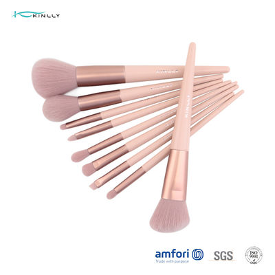 Poly Bag Light Pink 9pcs Travel Makeup Brush Set