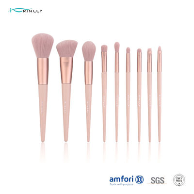 Poly Bag Light Pink 9pcs Travel Makeup Brush Set