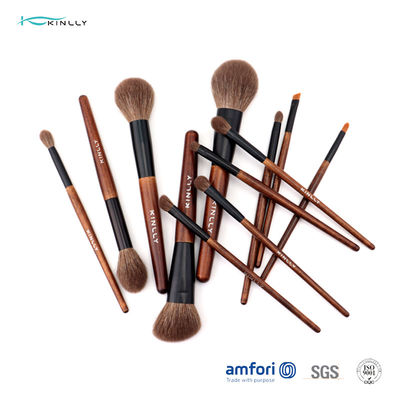 Colored 12pcs ISO9001 Wooden Handle Makeup Brushes