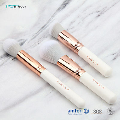 Soft 3pcs Aluminium Ferrule White Makeup Brush Set