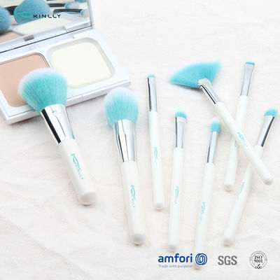 White Handle ISO9001 8pcs Travel Makeup Brush Set