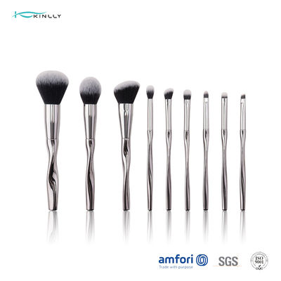 BSCI Metal Handle Nylon Hair Cosmetic Brushes Set 9pcs