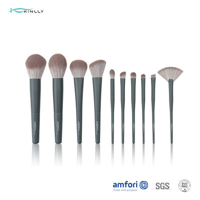 Nylon Hair BSCI Aluminum Ferrule Cosmetic Brush Set 10pcs