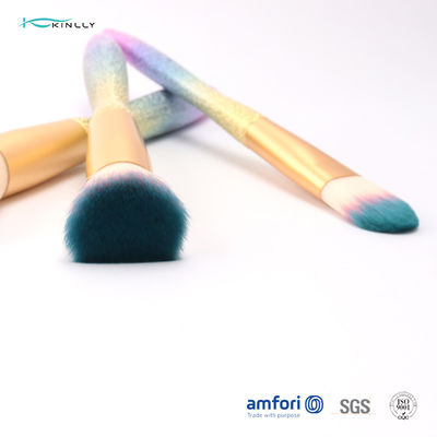 Synthetic Hair Plastic Gradient Cosmetic Makeup Brush Set 8 PCS With Sponge