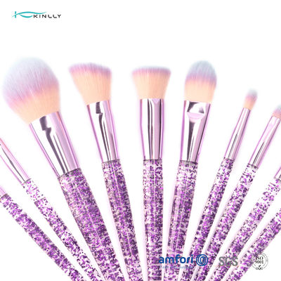 10pcs Glitter Synthetic Travel Makeup Brush Set Eye Blending Brush
