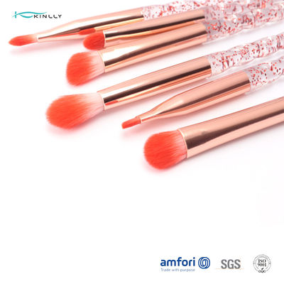 Spiral Plastic Handle Makeup Brush Gift Set Rose Gold Ferrule Private Label