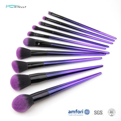 Gradient Plastic Handle Synthetic Hair Makeup Brush With Aluminum Ferrules