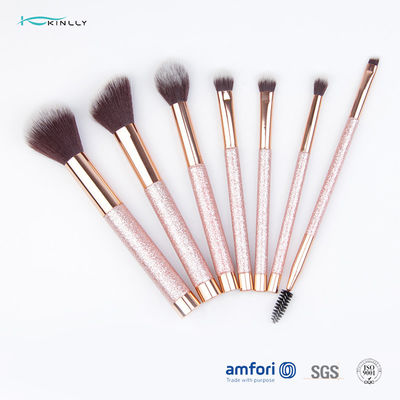 Plastic Handle Nylon Synthetic Makeup Brushes Coffee Color Private Logo Accept