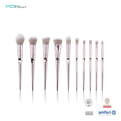 Plastic Handle Cosmetic 10pcs Face Makeup Brush Set Private Label