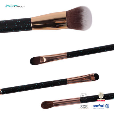 Plastic Handle 4Pcs Mini Cosmetic Makeup Brush Set Aluminium Ferrule