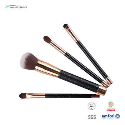 Plastic Handle 4Pcs Mini Cosmetic Makeup Brush Set Aluminium Ferrule