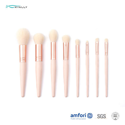 Wooden Handle 8pcs Travel Makeup Brush Set Premium Synthetic Hair