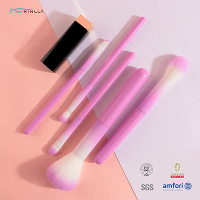 5Pcs Purple 100% Synthetic Hair Makeup Brush Set With Plastic Handle