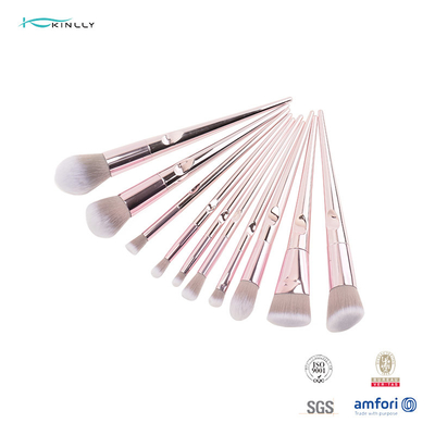 Recyclable Synthetic Plastic Makeup Brushes Eco Friendly 10 Pieces BSCI