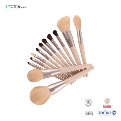 Real Wooden Perfection Makeup Brushes 12pcs Premium Synthetic Foundation