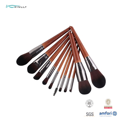 ISO9001 Synthetic Hair Makeup Brush Aluminium Ferrulee Wooden Handle