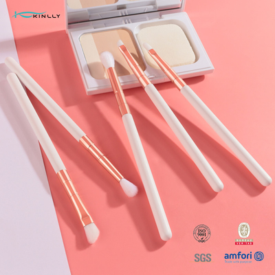 5pcs Plastic Makeup Brushes White Plastic Handle Vegan Fiber Eye Makeup Brush Set