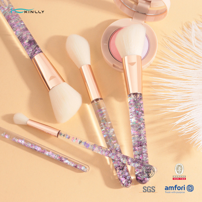 5PCs Professional Synthetic Hair Makeup Brush Crystal Handles Soft Silky Bristles