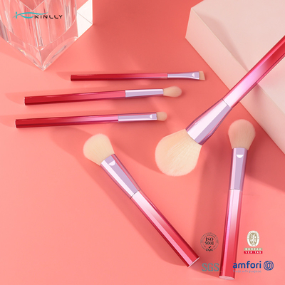 ABS Plastic Handle Makeup Brush Set 6Pcs Gradien Red Color For Beginners