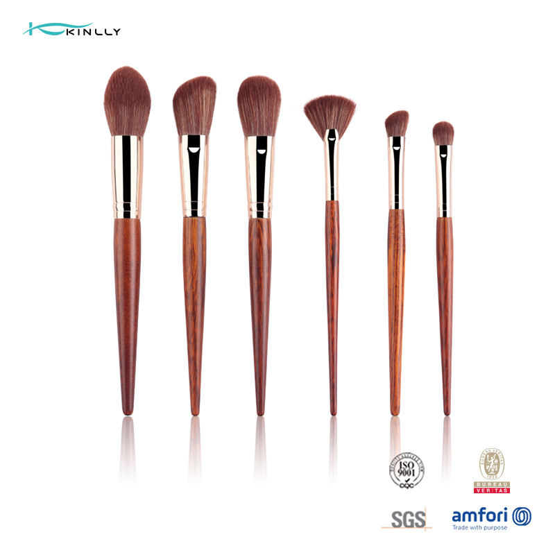 Kinlly Beauty Essential Kit Set Of 6 Brushes,Make Up Brushes Premium Synthetic Kabuki Foundation Blending Brush