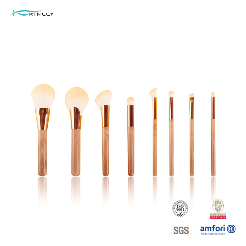 Customized OEM Travel Makeup Brush Set Foundation Powder Plastic Handle 8PCS