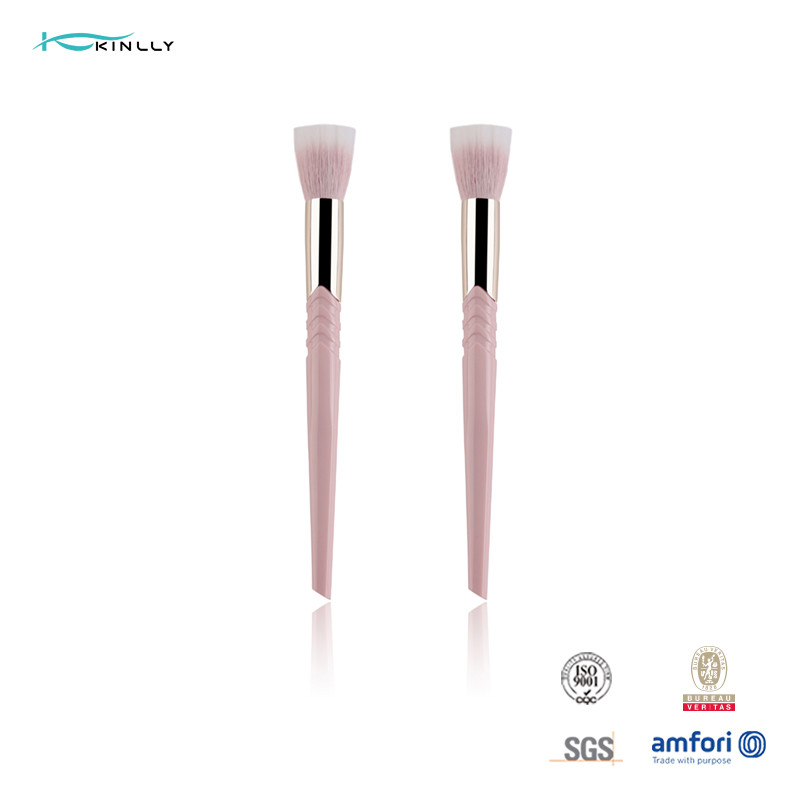 Cosmetic Synthetic Hair Makeup Brush Set With V Shaped Ferrule Plastic Handle