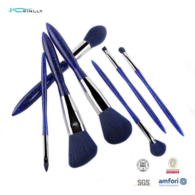 7pcs Luxury Plastic Handle Makeup Brushes Customized Logo Cosmetic Brushes