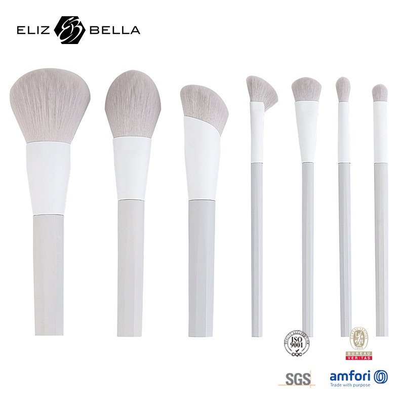 7pcs Makeup Brushes With Synthetic Hair And Stand Plastic Handle Aluminium Ferrule,OEM Orders Welcome