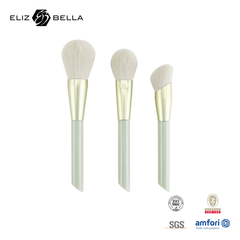 3pcs Customization Makeup Brush For Powder ,Blush,Contour Brush,Plastic Handle And Aluminium Ferrule
