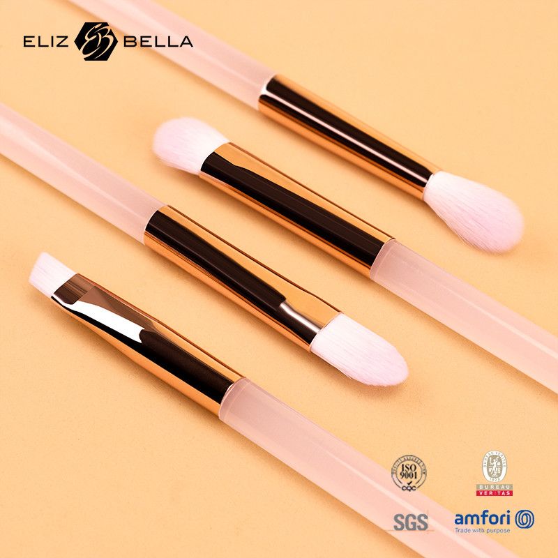 5pcs Pink Plastic Handle Makeup Brush , Synthetic Hair Cosmetic Brush Set,Powder,Eye Blendiang ,Eye Shadow Brush