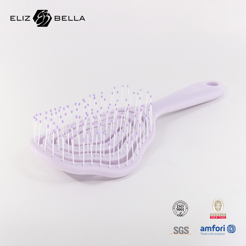 Custom Logo Wet And Dry Curved Vent Scalp Massage Hair Brush Square Paddle Detangle Hair Brush For Curly Hair