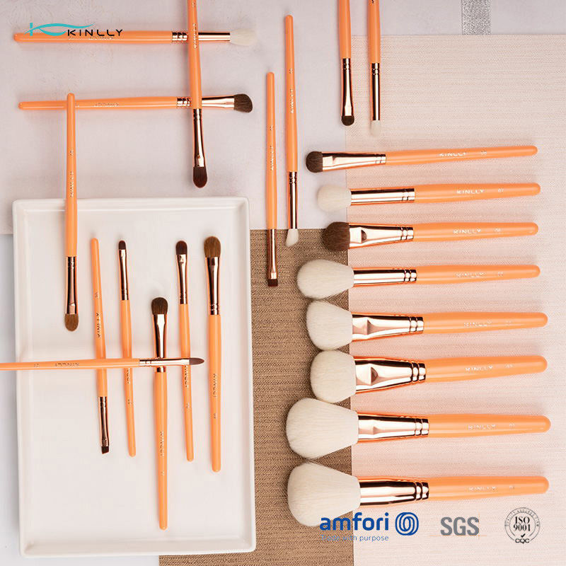 22pcs Wooden Handle Makeup Brushes With Natural Hair And Wooden Handle