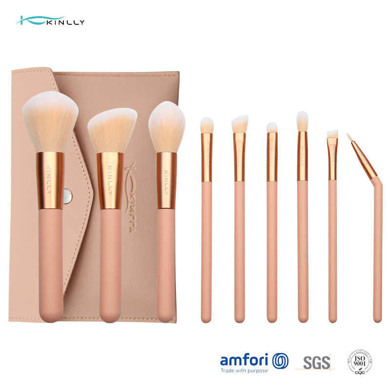 9pcs Plastic Handle Orange Makeup Brush Set With Poly Bag