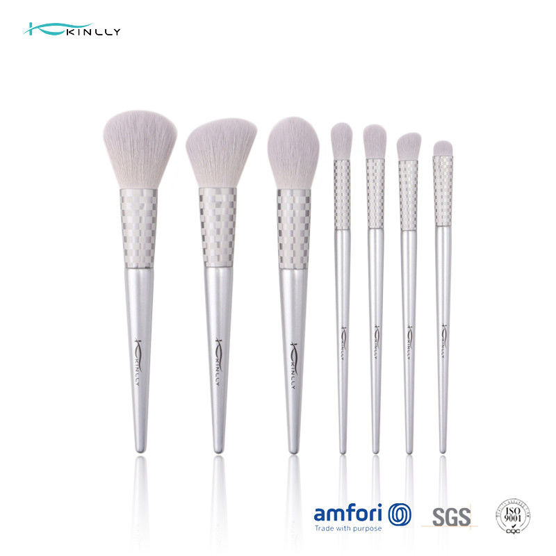 Aluminum Ferrule Synthetic Hair 7pcs Wooden Handle Cosmetic Brush