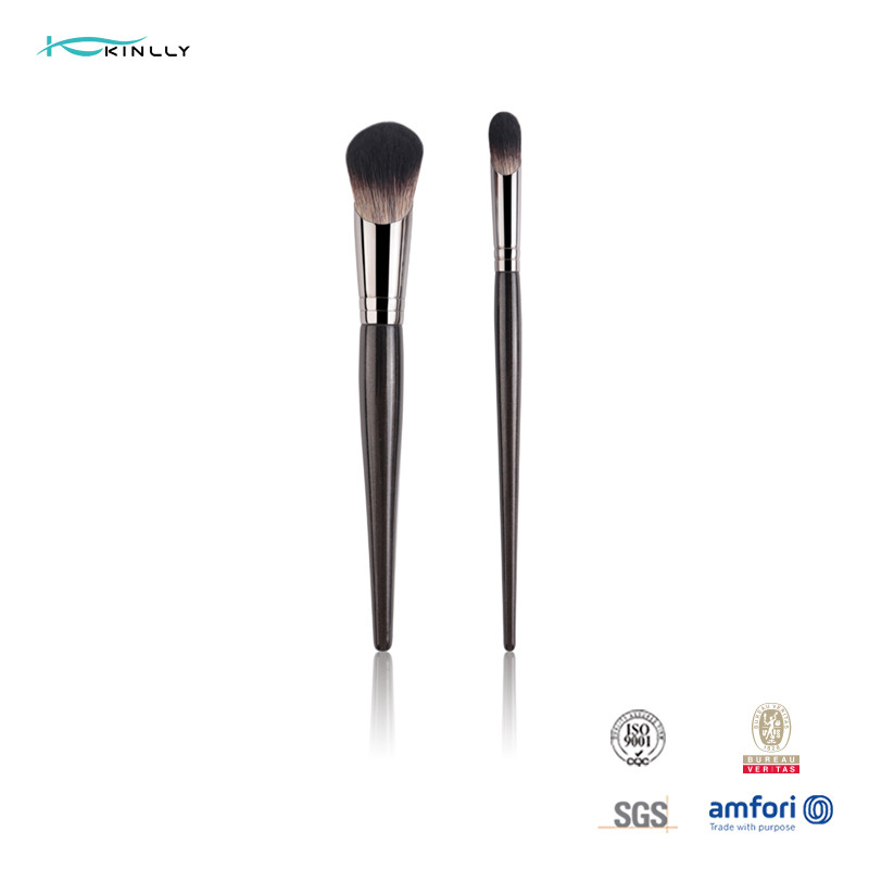 2pcs Makeup Concealer Brush Synthetic Hair Aluminium Ferrule Makeup Foundation Brush