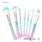 7 PCS Rainbow Plastic Handle Cosmetic Makeup Brush Set Private Label Design
