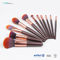 Three Colors Travel Makeup Brush Set With Synthetic Hair Wooden Handle
